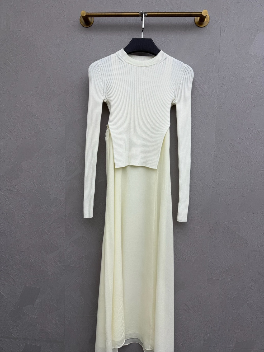 🚩steal Alexander Wang Cream Long-Sleeve Layered Maxi Dress